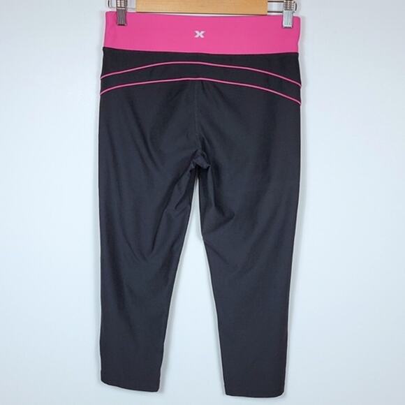 Xersion Black with Pink Stripes Capri Crop Running Athletic Legging - size small - Picture 4 of 7